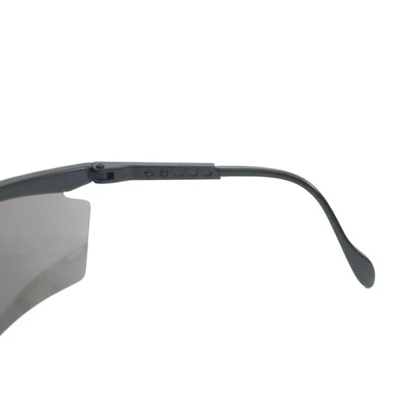 Vintage Uvex Sunglasses Face Across Matte Black Shield Semi Rim Frames Gray Lens